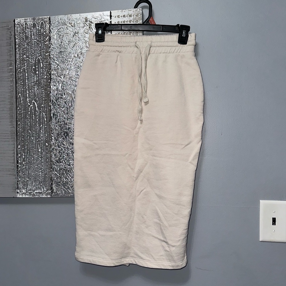 Zara midi light cream sweatsuit skirt